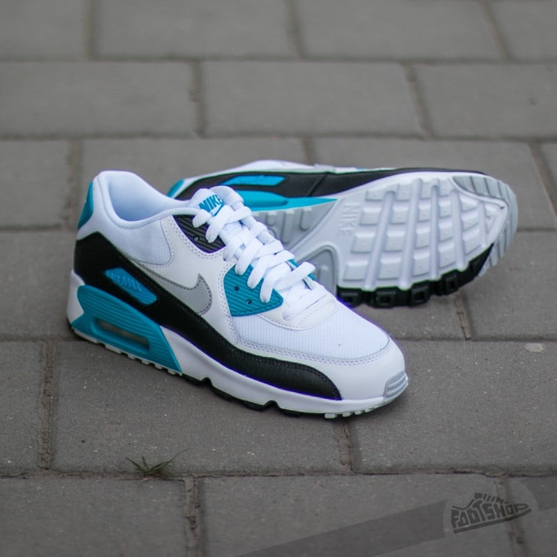 Dámske topánky a tenisky Nike Air Max 90 Mesh (GS) White/ Neutral Grey-Black-Blue Lagoon