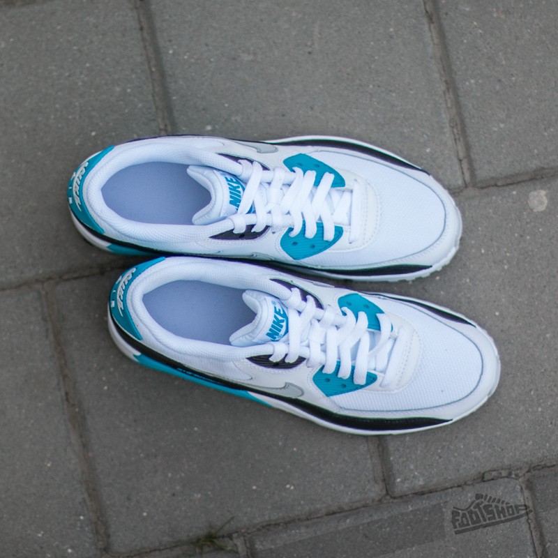 Dámske topánky a tenisky Nike Air Max 90 Mesh (GS) White/ Neutral Grey-Black-Blue Lagoon