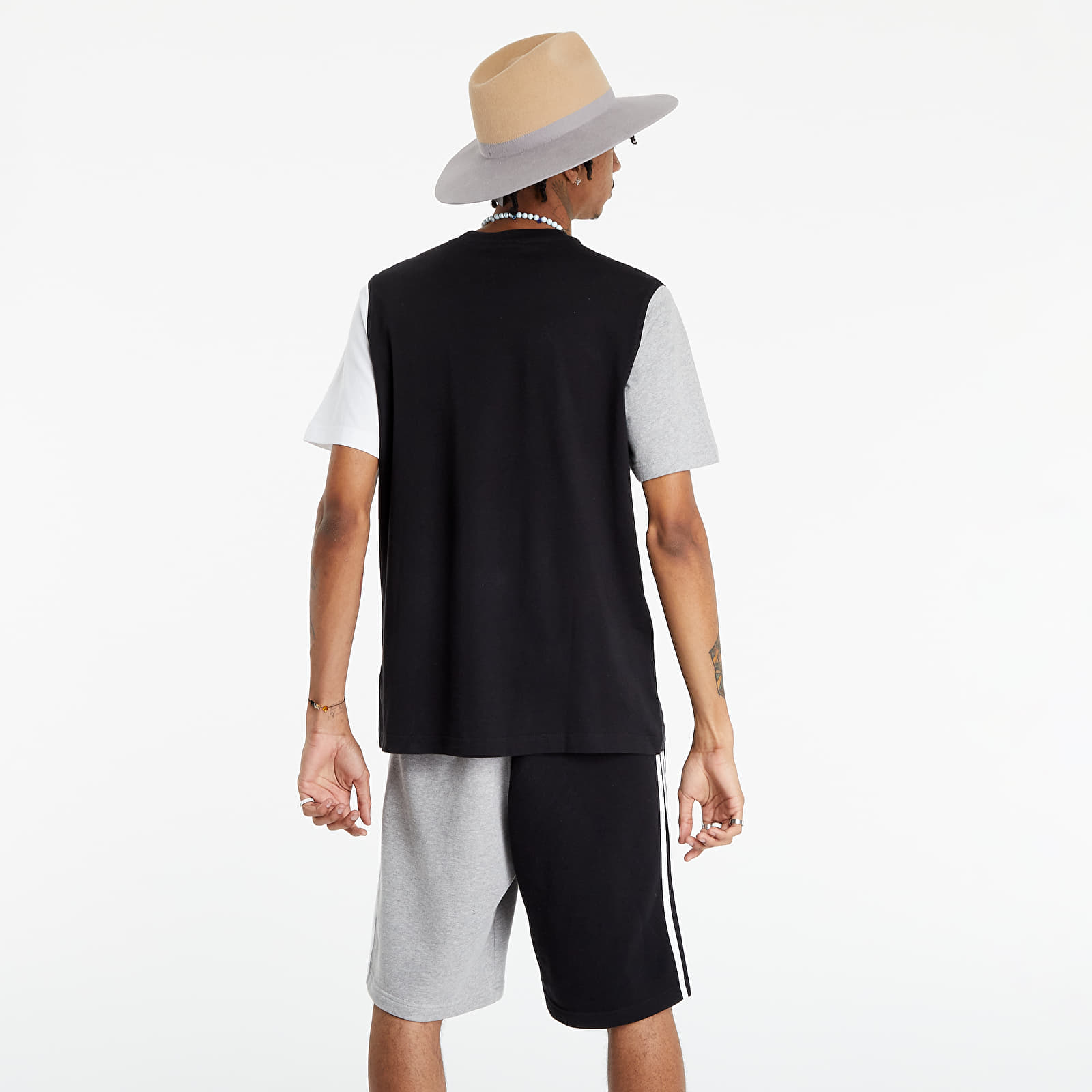 T-Shirts adidas Blocked Trefoil Tee Black/ Medium Grey Heather/ White