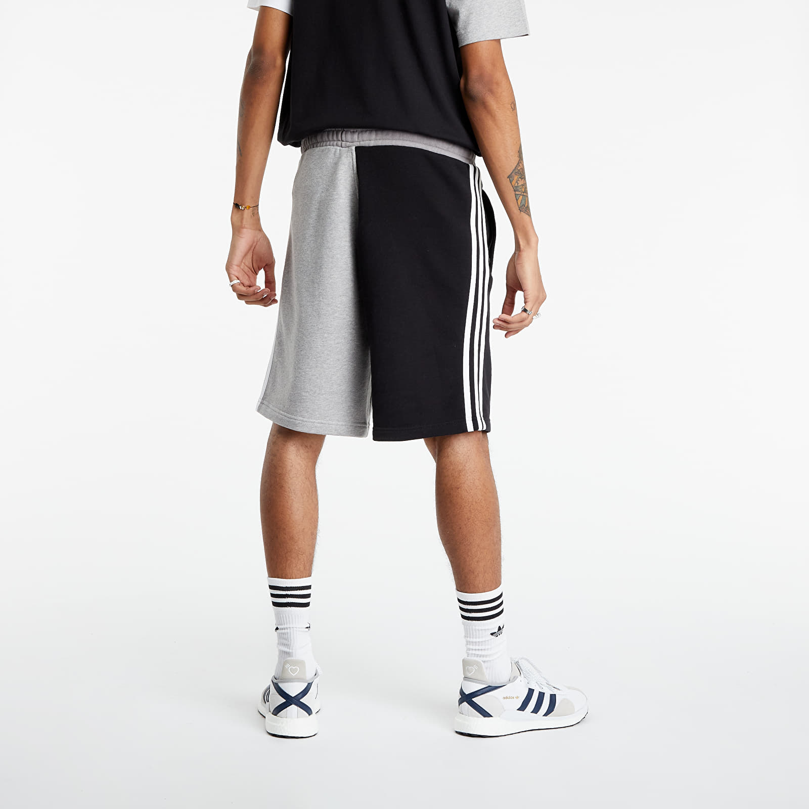 Shorts adidas Blocked 3-Stripes Sweat Shorts Medium Grey Heather/ Black ...