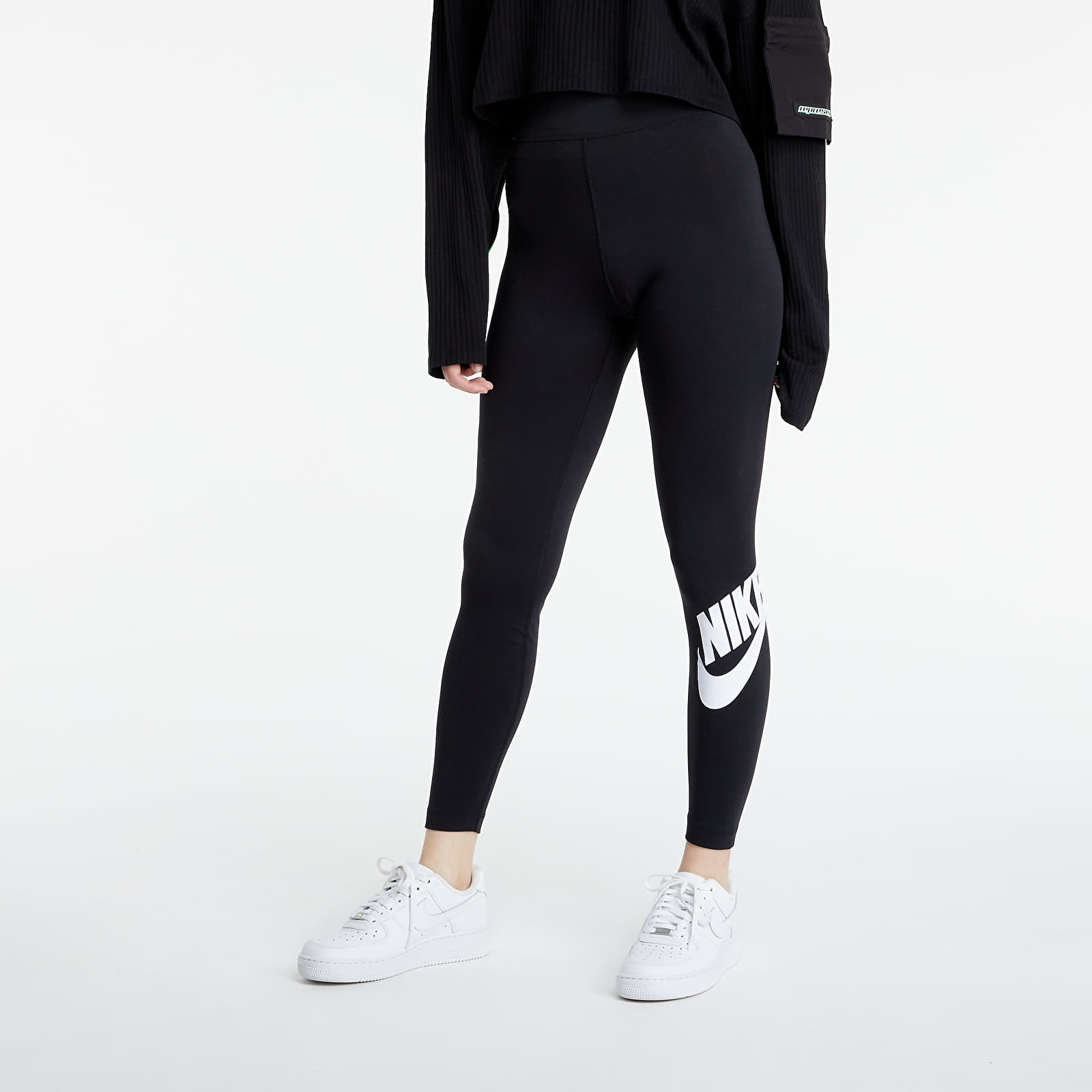 Legíny Nike Sportswear W Essential High-Rise Leggings Black/ White