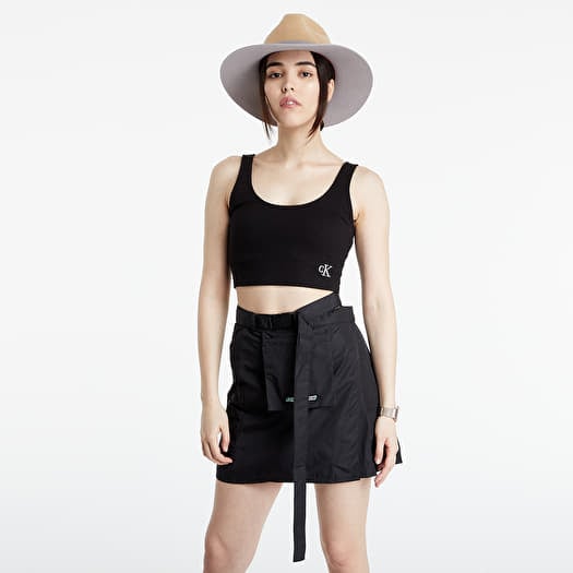 Top Calvin Klein Jeans Stretch Rib Cropped Top Black