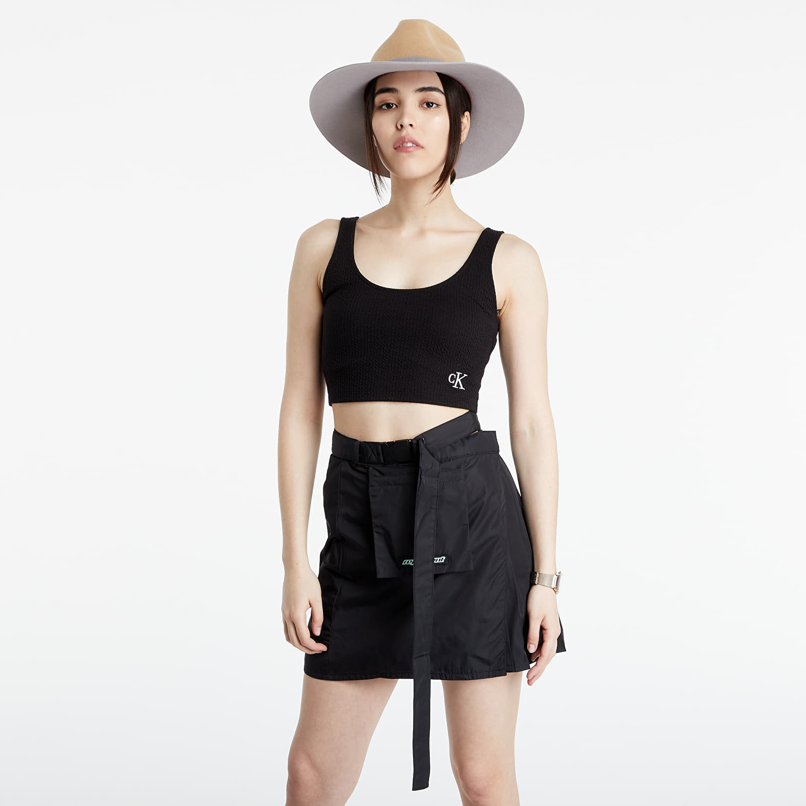 Топове Calvin Klein Jeans Stretch Rib Cropped Top Black