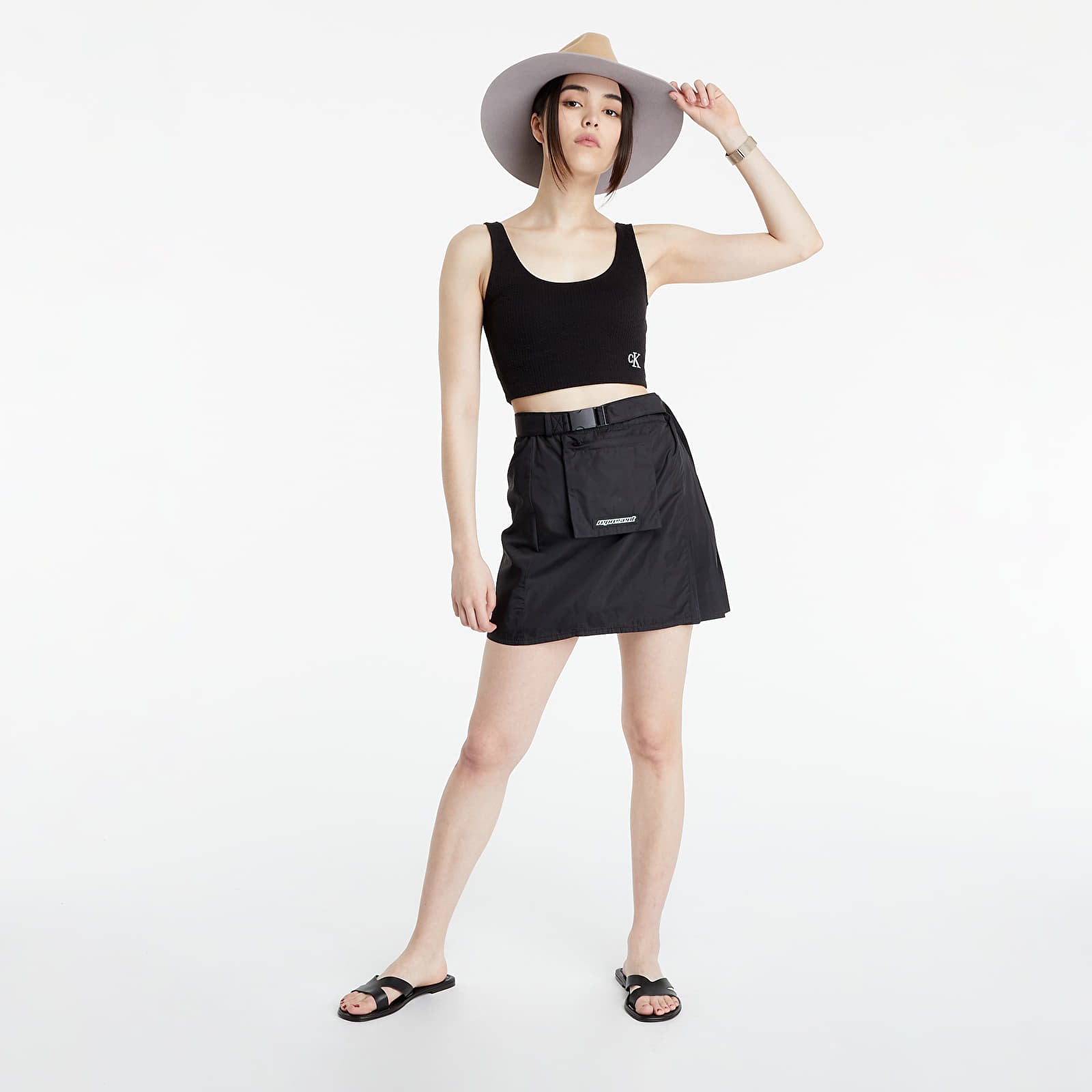 Топове Calvin Klein Jeans Stretch Rib Cropped Top Black