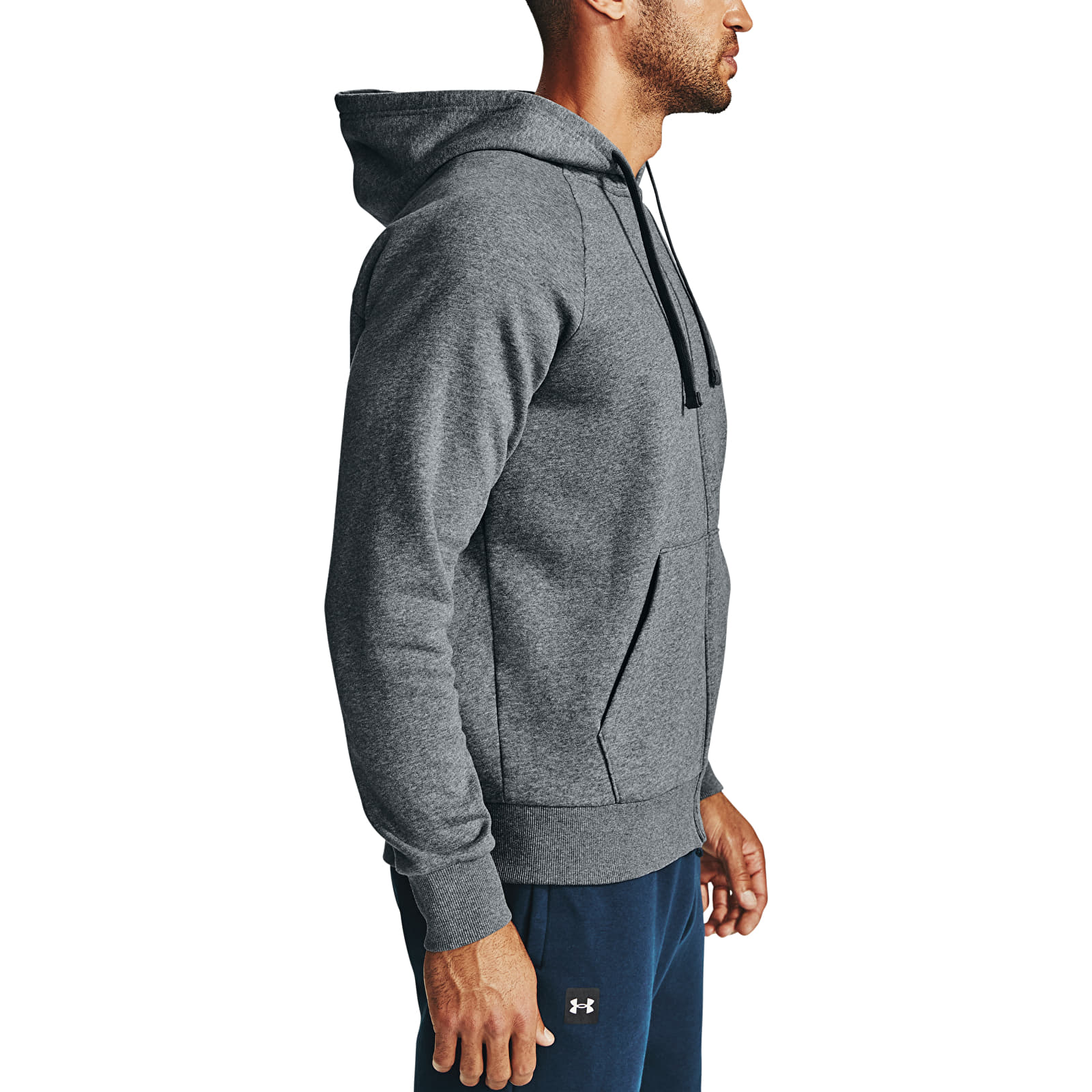 Hanorace și bluze Under Armour Rival Fleece Fz Hoodie Pitch Gray Light Heather/ Onyx White
