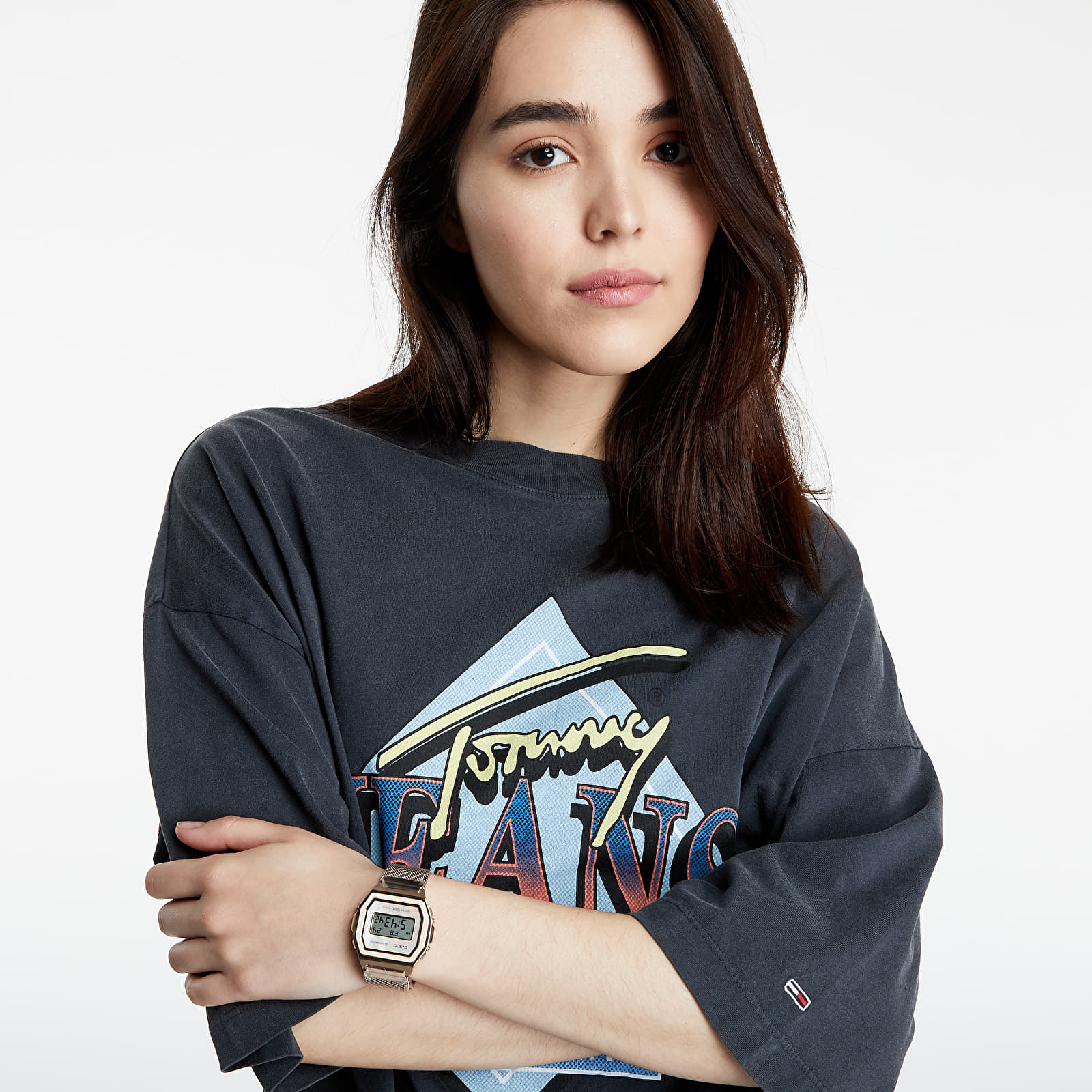 Obleke Tommy Jeans Vintage Graphic Tee Dress Black