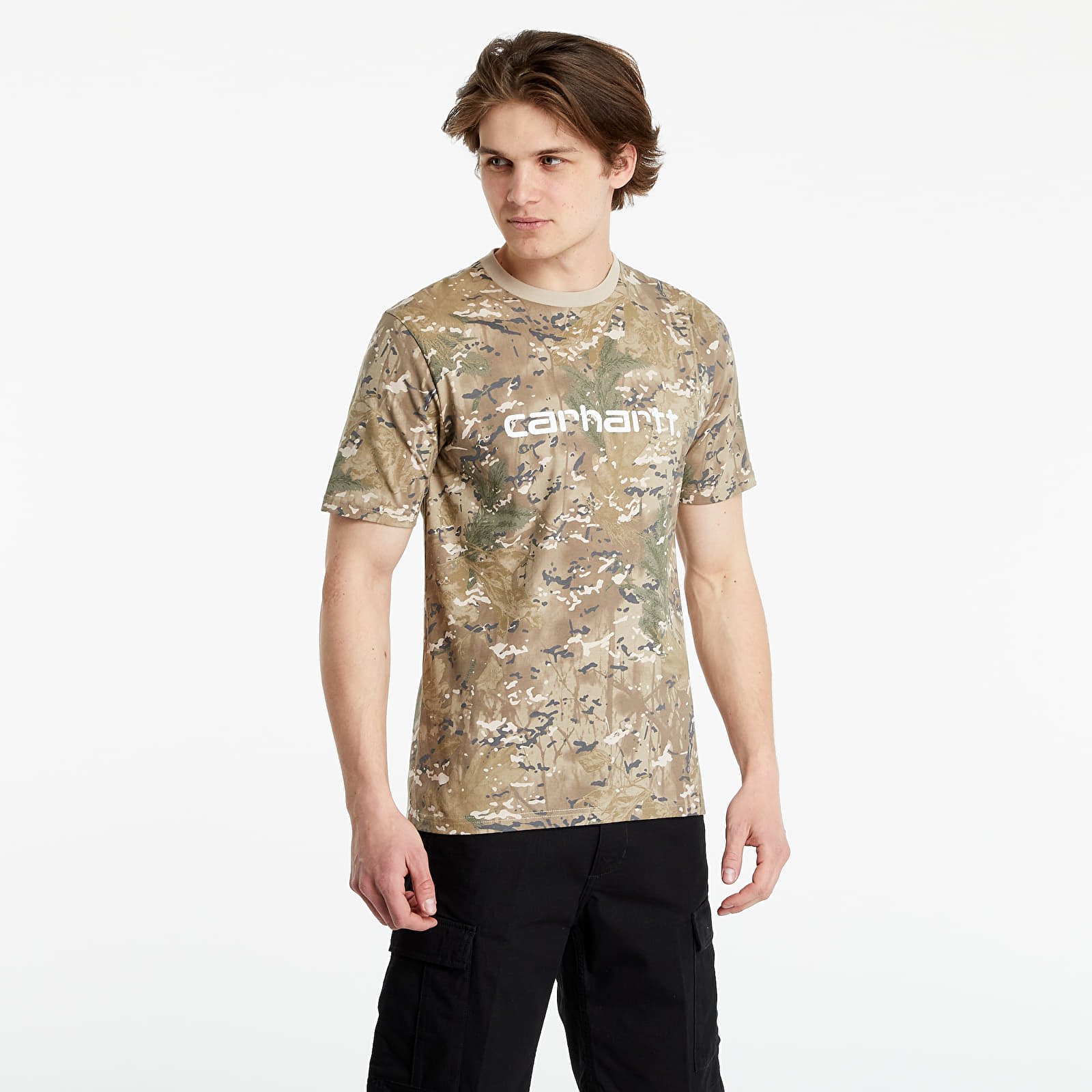 T shirts Carhartt WIP Script Tee Desert Camo Combi White Footshop