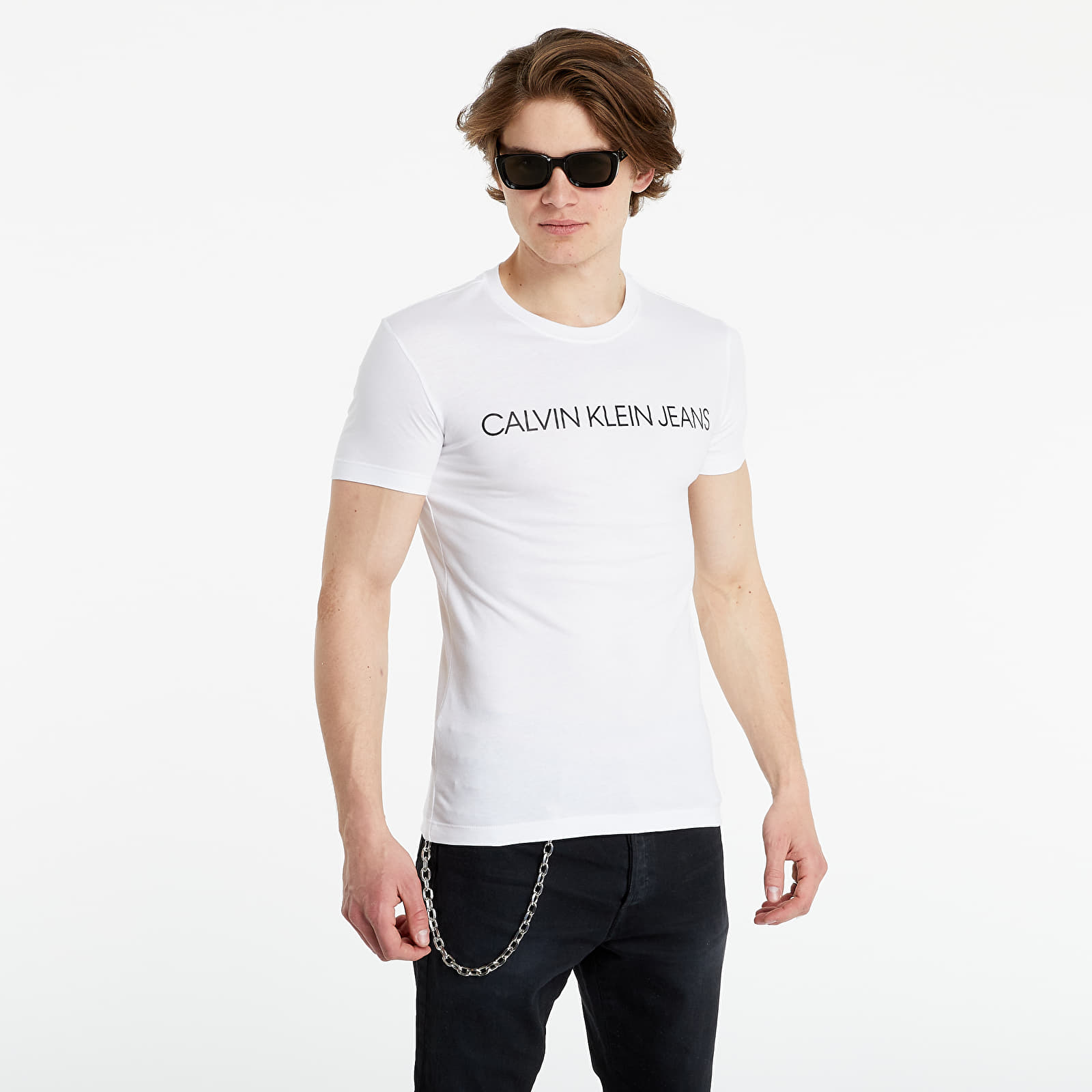 Ck white online t shirt mens