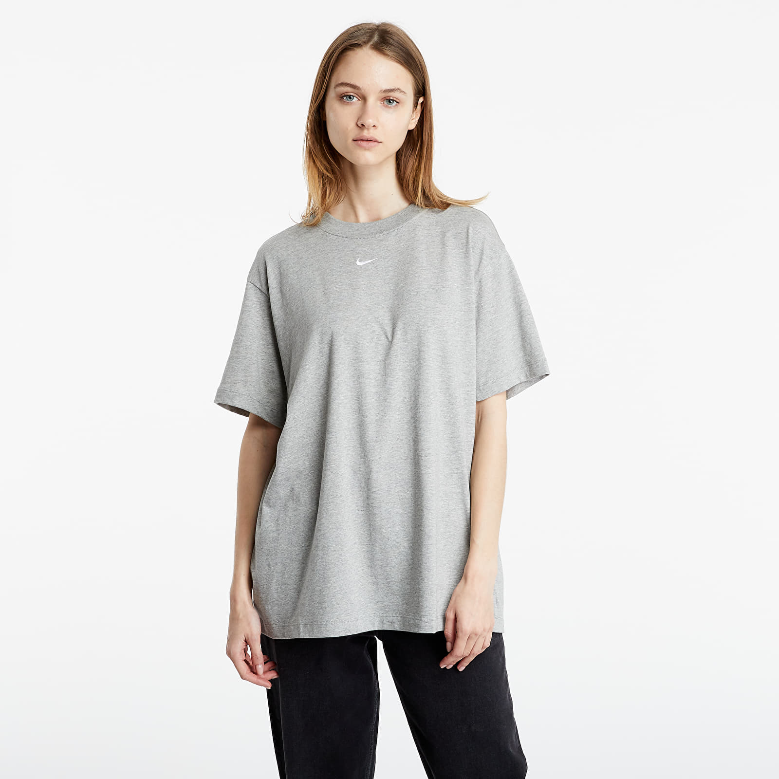 Koszulki Nike Sportswear Essential Boyfriend Top Dk Grey Heather/ White