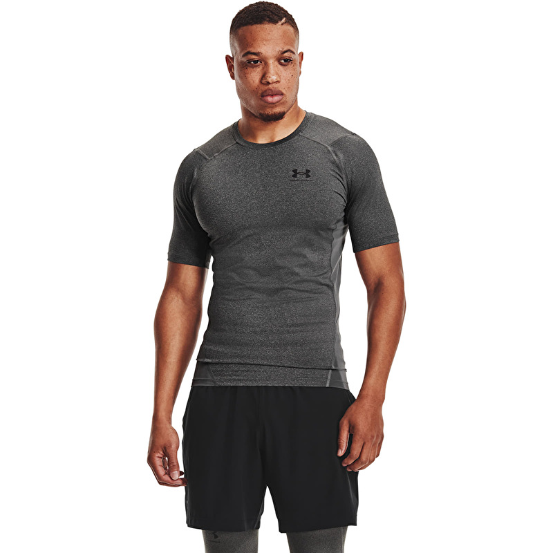 Marškinėliai Under Armour Hg Armour Comp SS Tee Carbon Heather/ Black