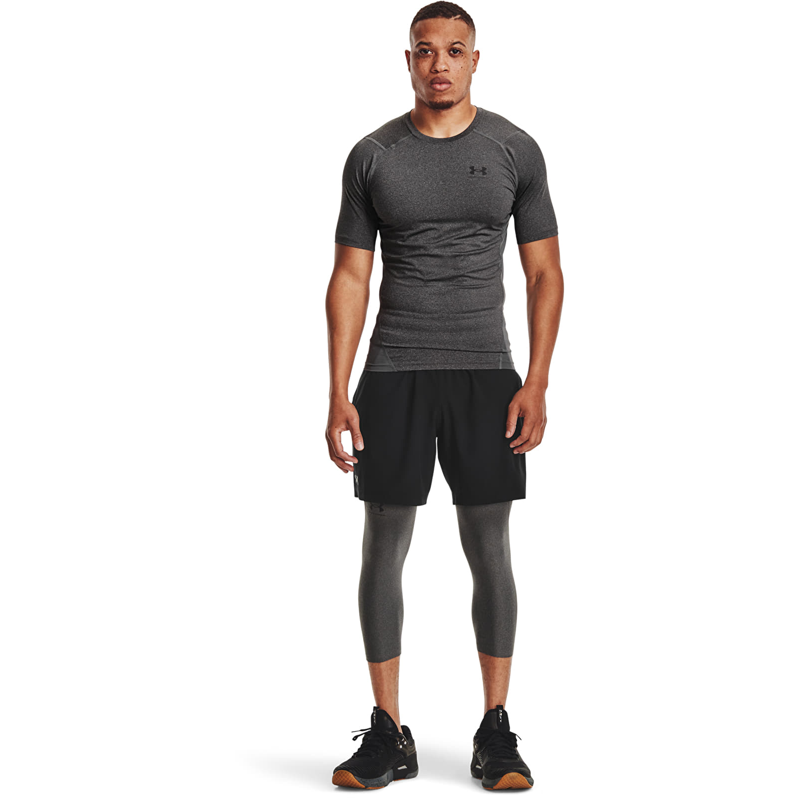 T-shirts Under Armour Hg Armour Comp SS Tee Carbon Heather/ Black