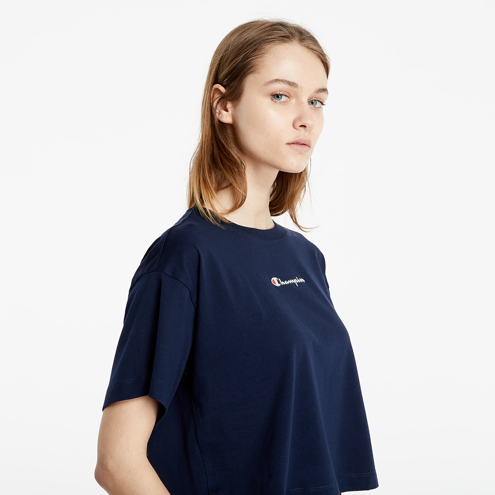 Champion logo clearance sleeve crop hoodie