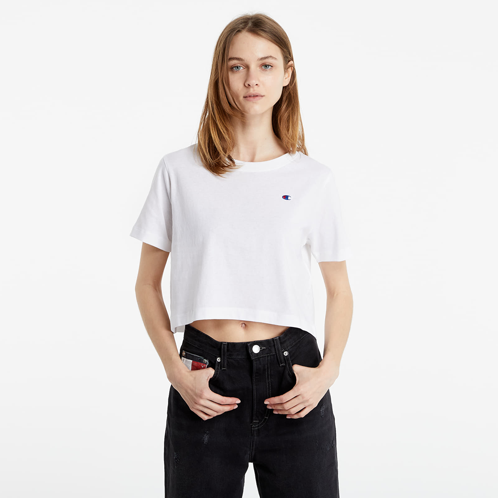 Koszulki Champion Premium Crewneck Crop Top White