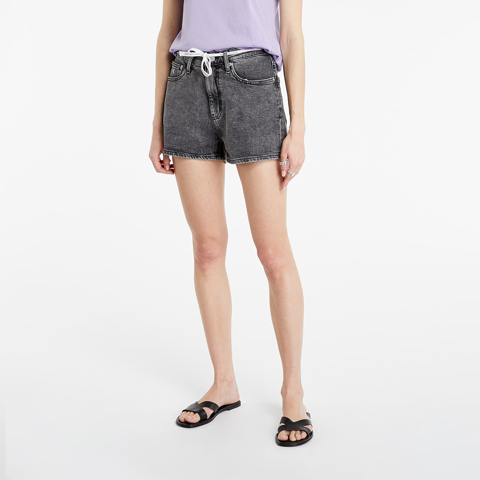 Szorty Calvin Klein Jeans Short High Rise Denim Grey