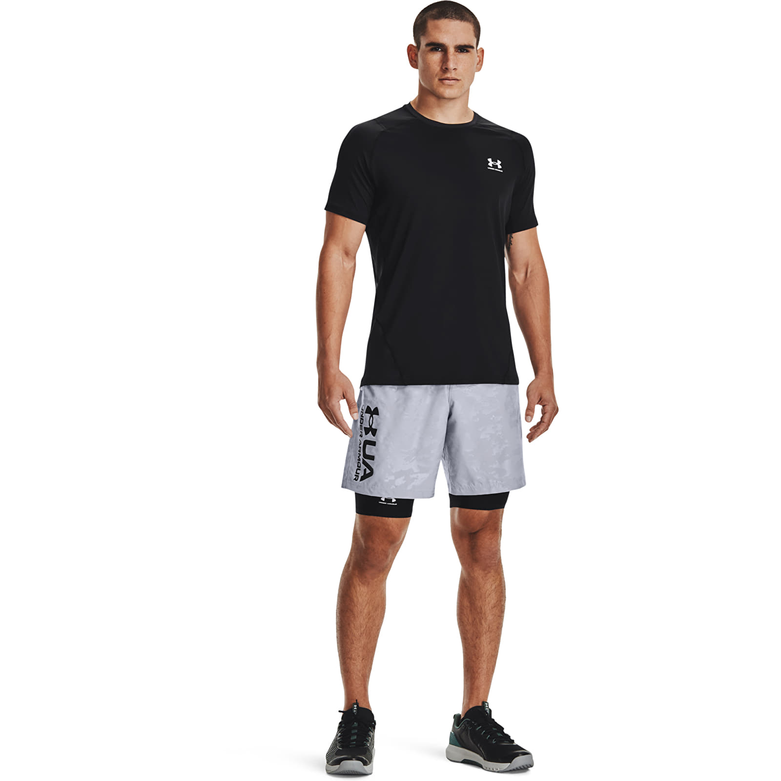 Pólók Under Armour Hg Armour Fitted SS Tee Black/ White