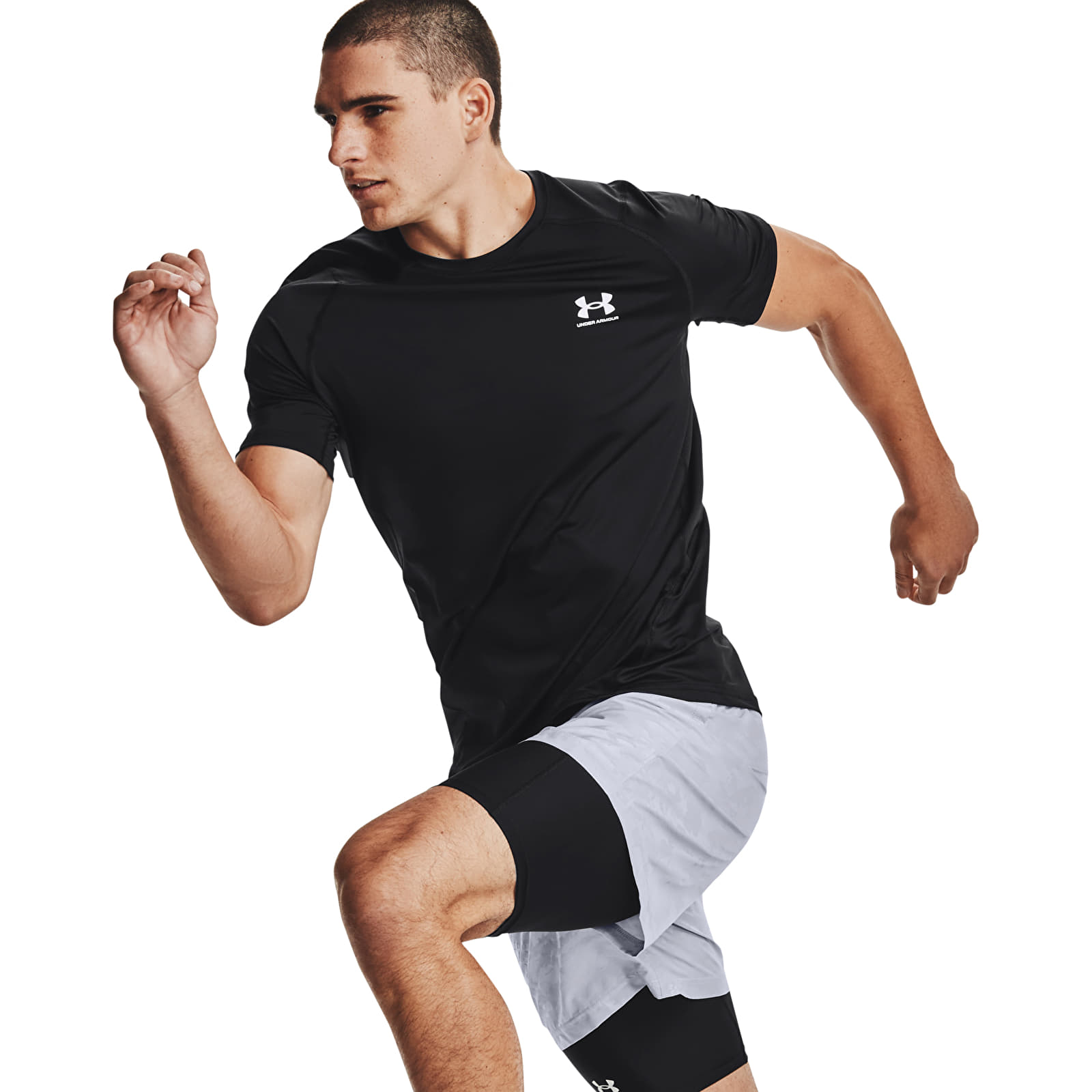 Pólók Under Armour Hg Armour Fitted SS Tee Black/ White