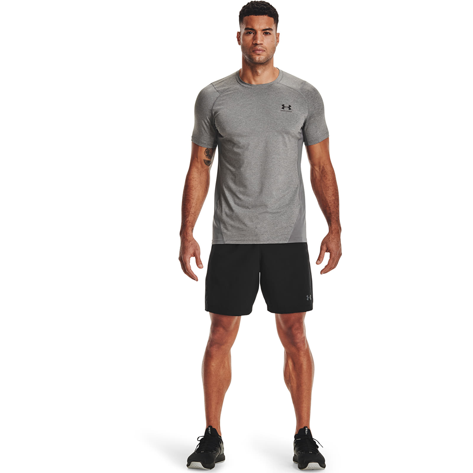 Magliette Under Armour Hg Armour Fitted SS Tee Carbon Heather/ Black