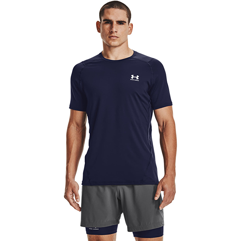 Majica Under Armour Hg Armour Fitted SS Midnight Navy/ White