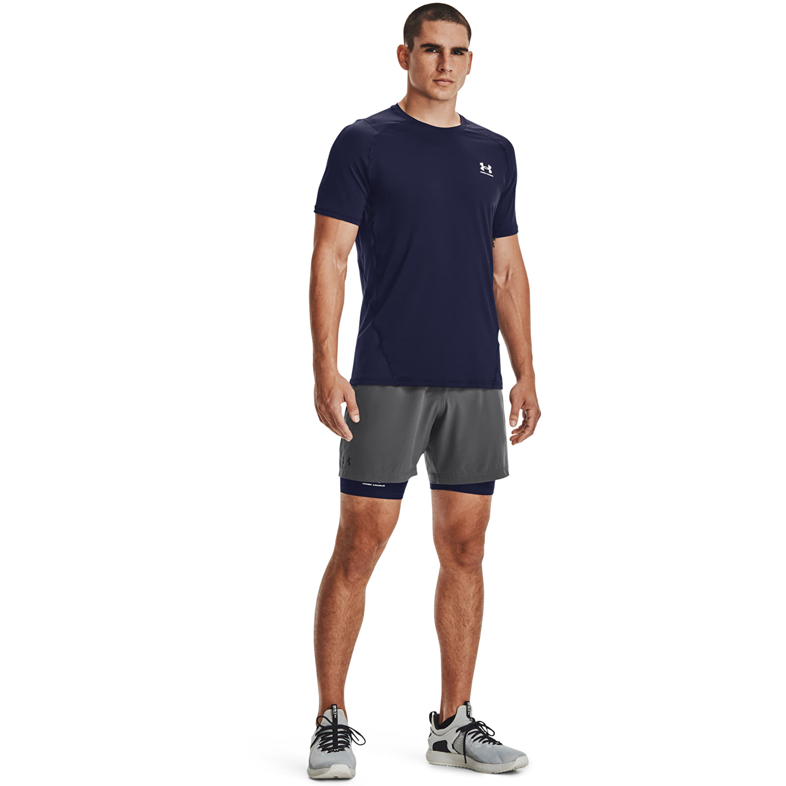 Koszulki Under Armour Hg Armour Fitted SS Midnight Navy/ White