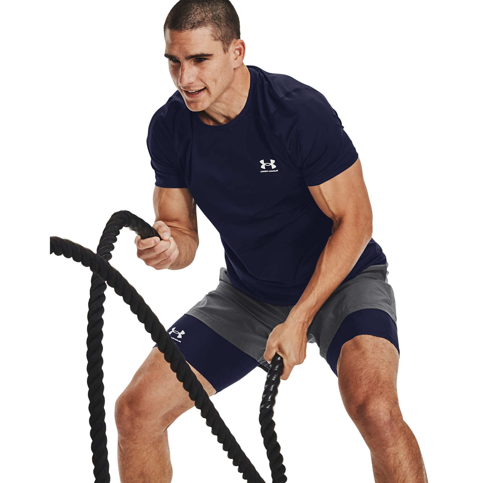 Koszulki Under Armour Hg Armour Fitted SS Midnight Navy/ White