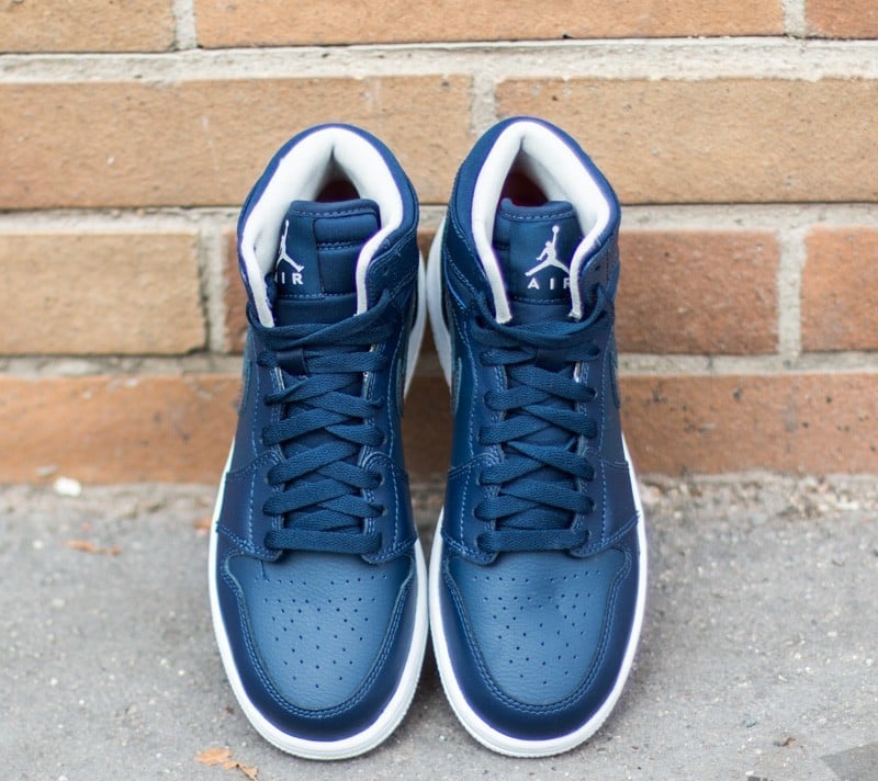 Scarpe donna Air Jordan 1 Retro High (BG) Mid Navy/ Light Bone-White-Infrared 2