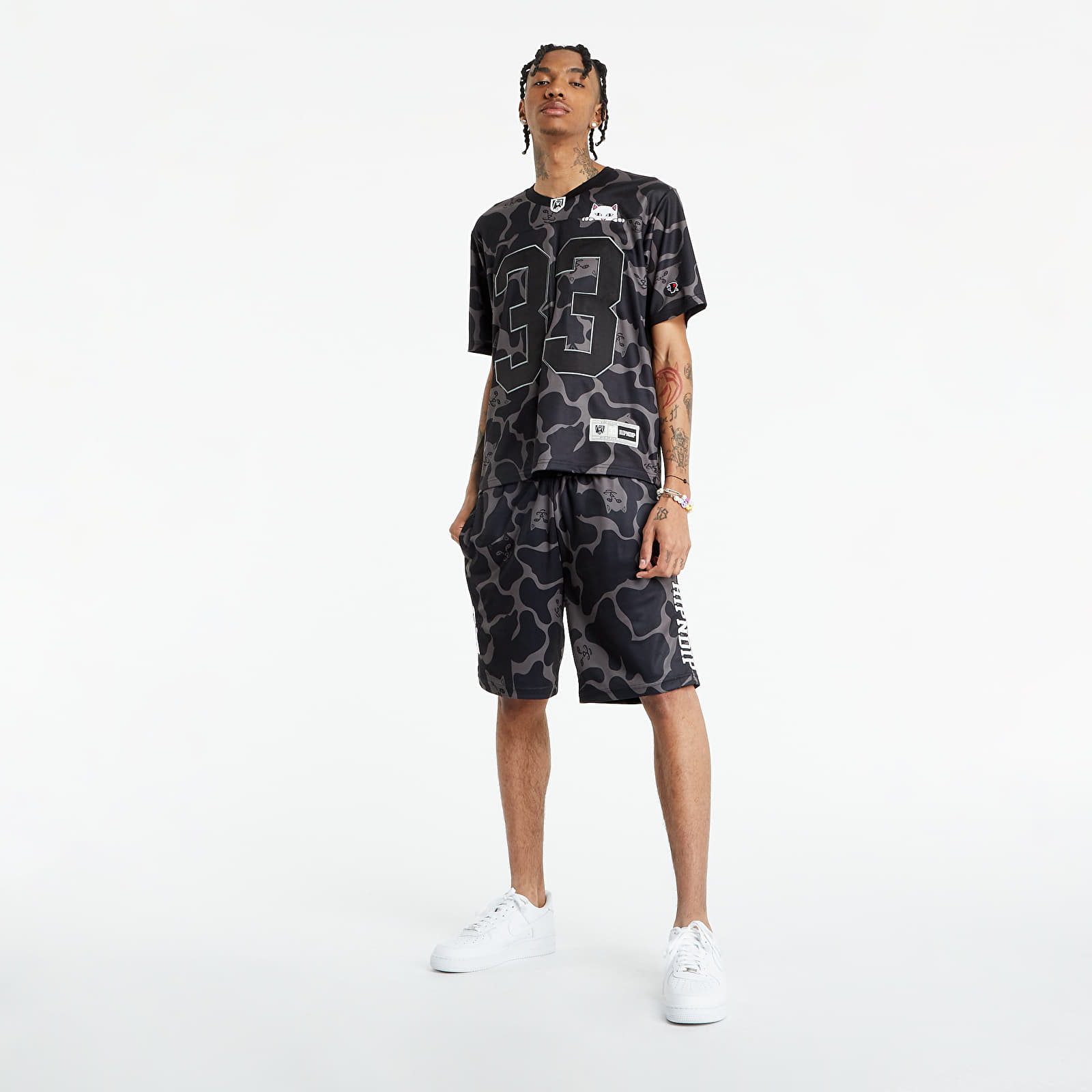 Shorts RIPNDIP Peeking Nermal Jersey Shorts Black Nerm Camo Footshop