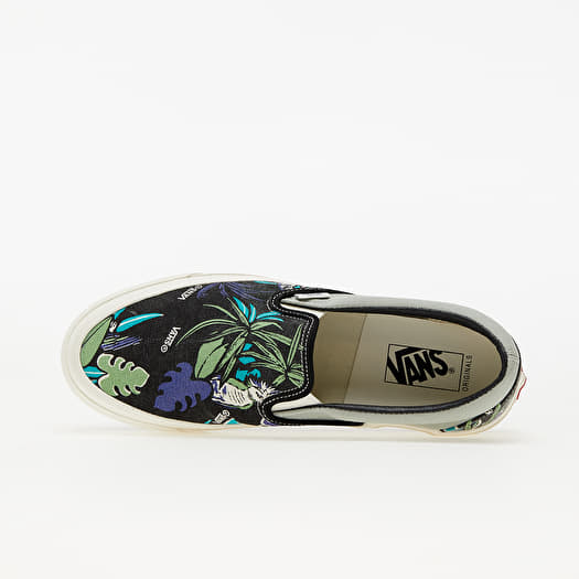 Vans classic slip on black tropical shoes sale
