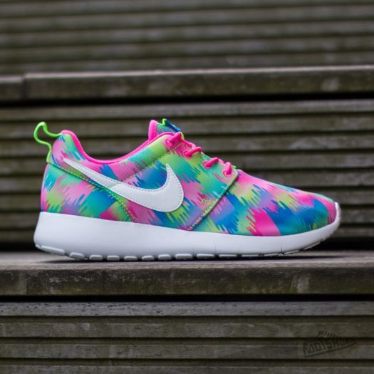 Women s shoes Nike Roshe One Print GS Pink Blast White Electric Green Footshop