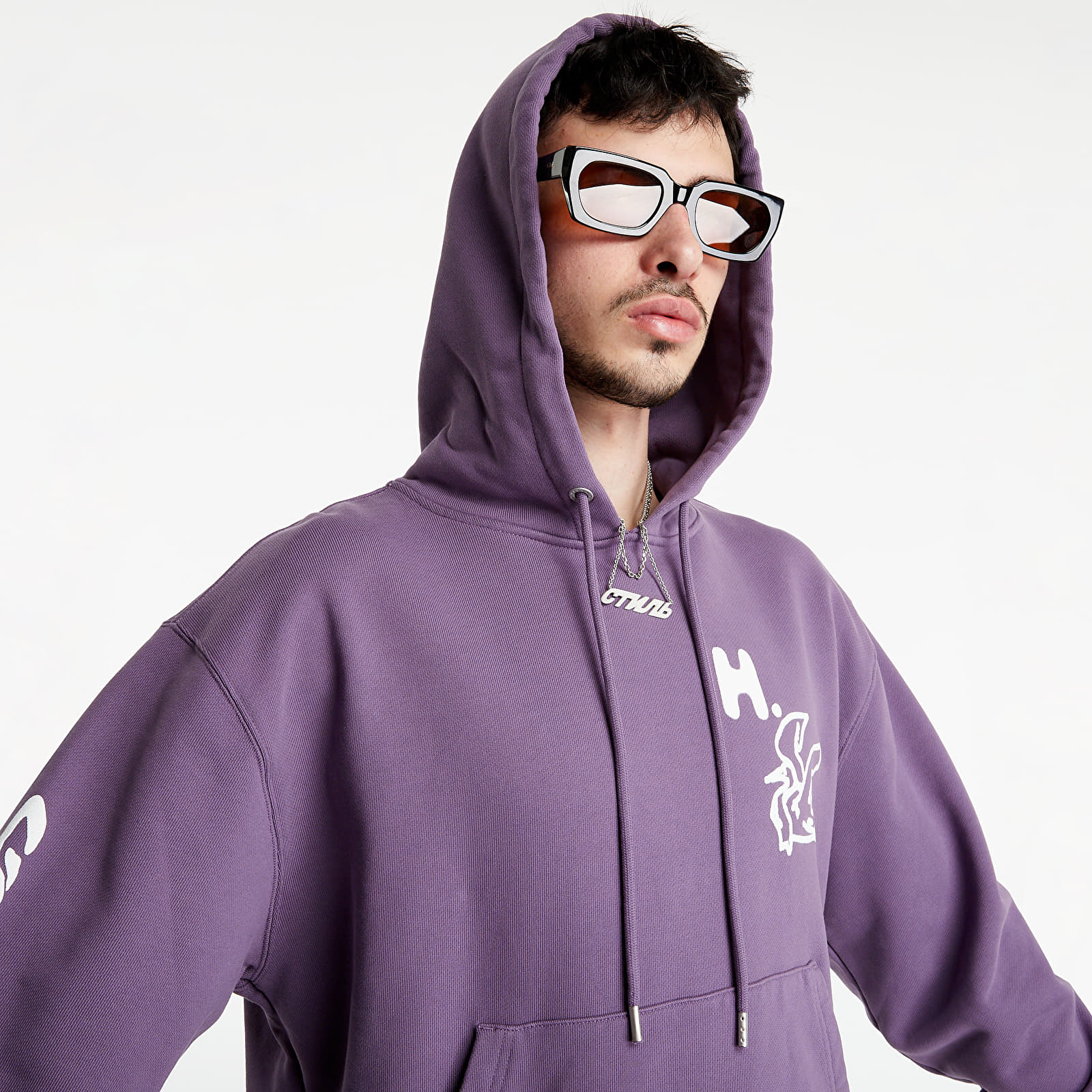 Hoodies and sweatshirts  HERON PRESTON HP Warped Hoodie Purple/ White