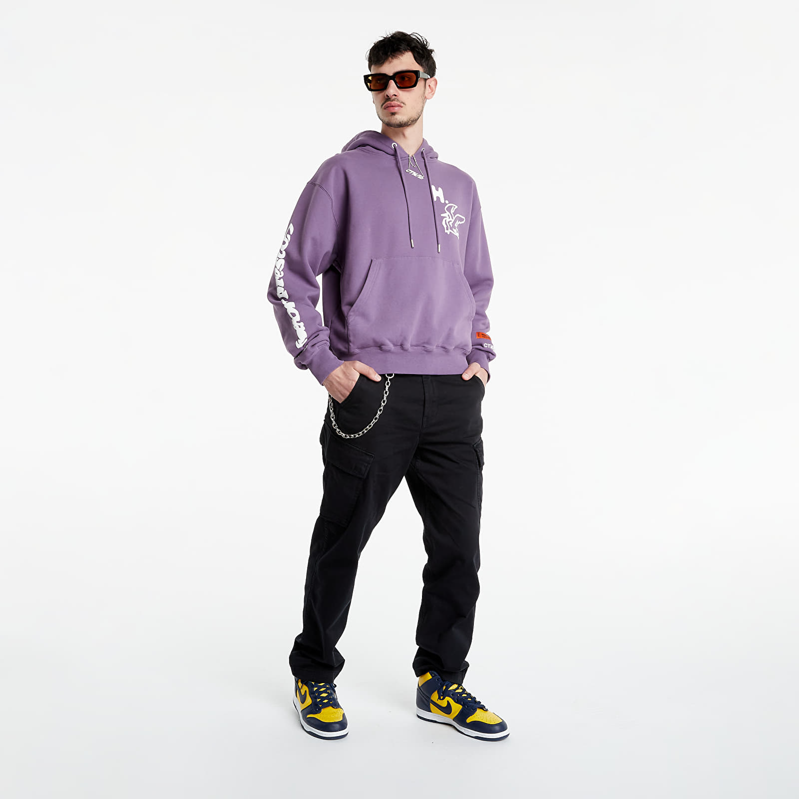 Hoodies and sweatshirts  HERON PRESTON HP Warped Hoodie Purple/ White