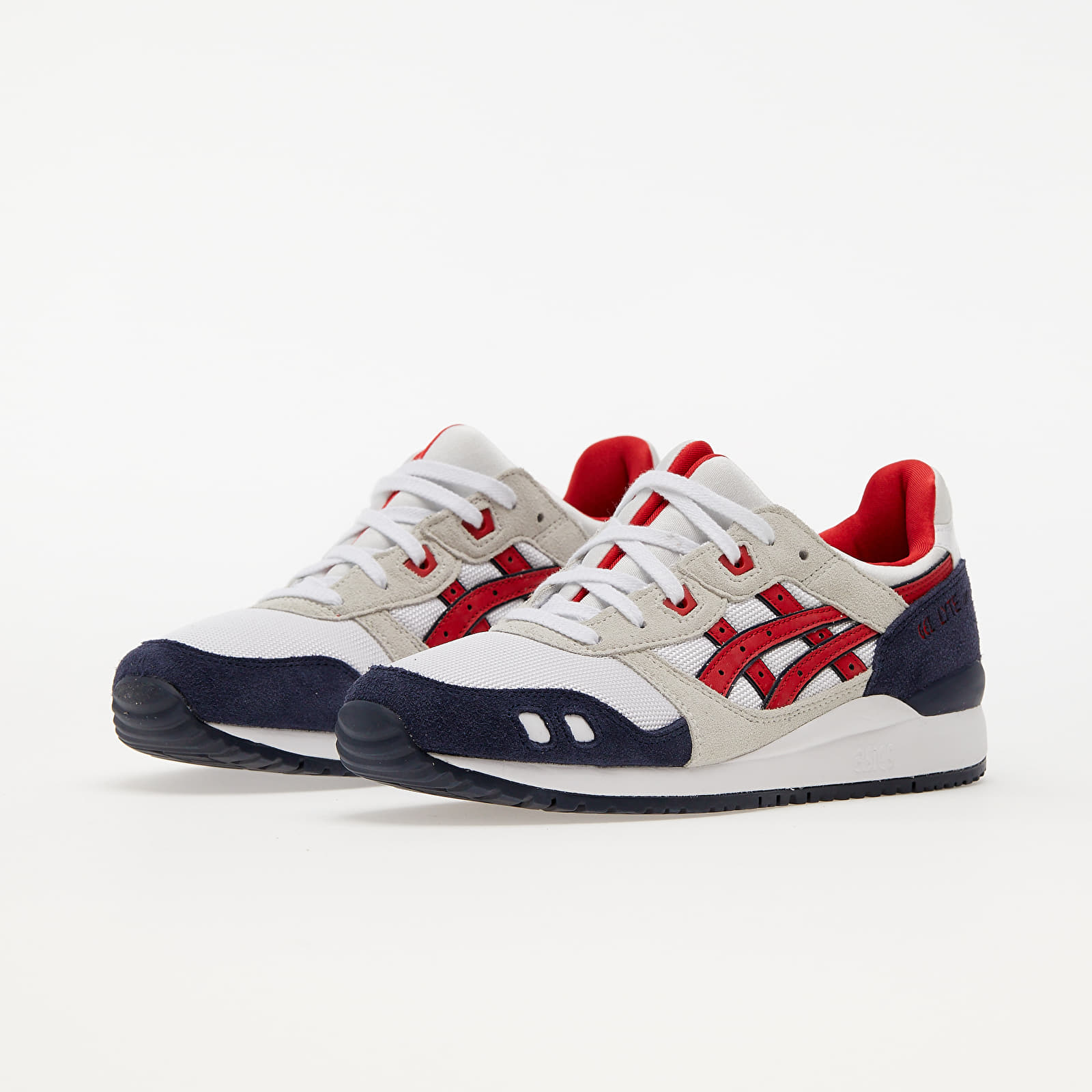 Red white and blue asics top gel lyte 3