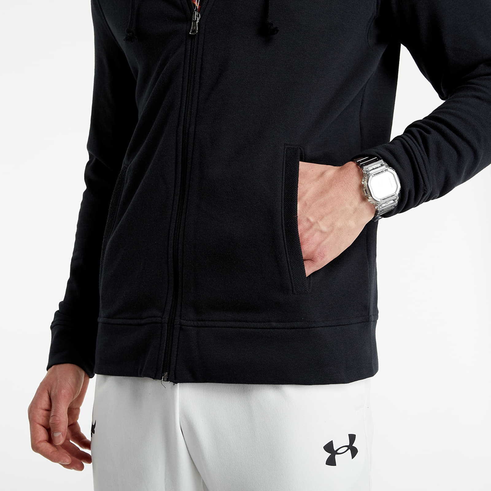 Kapucnis pulóverek és pulcsik Under Armour Project Rock Terry FZ Hoodie Black/ Rogue Orange