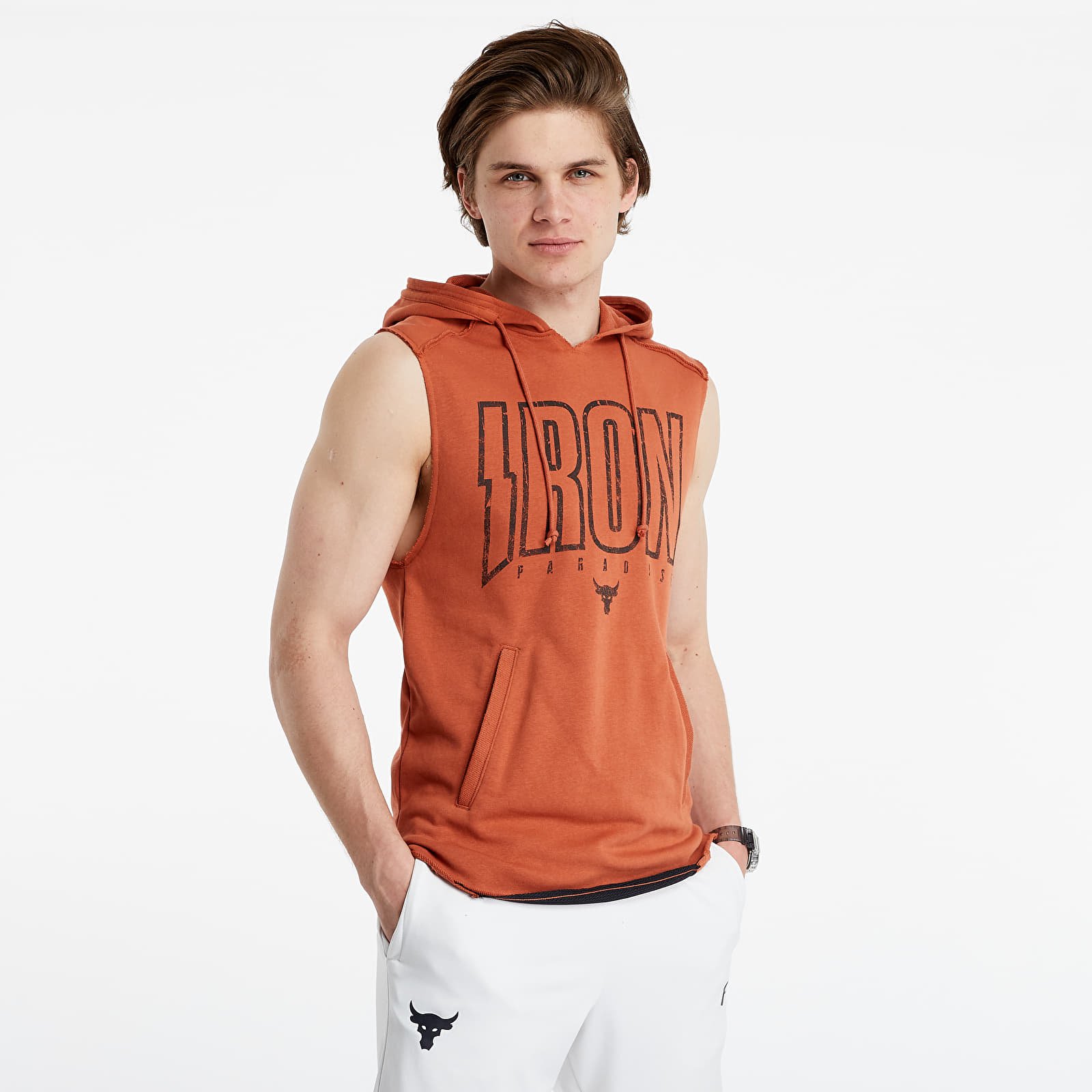 Orange sleeveless hoodie sales