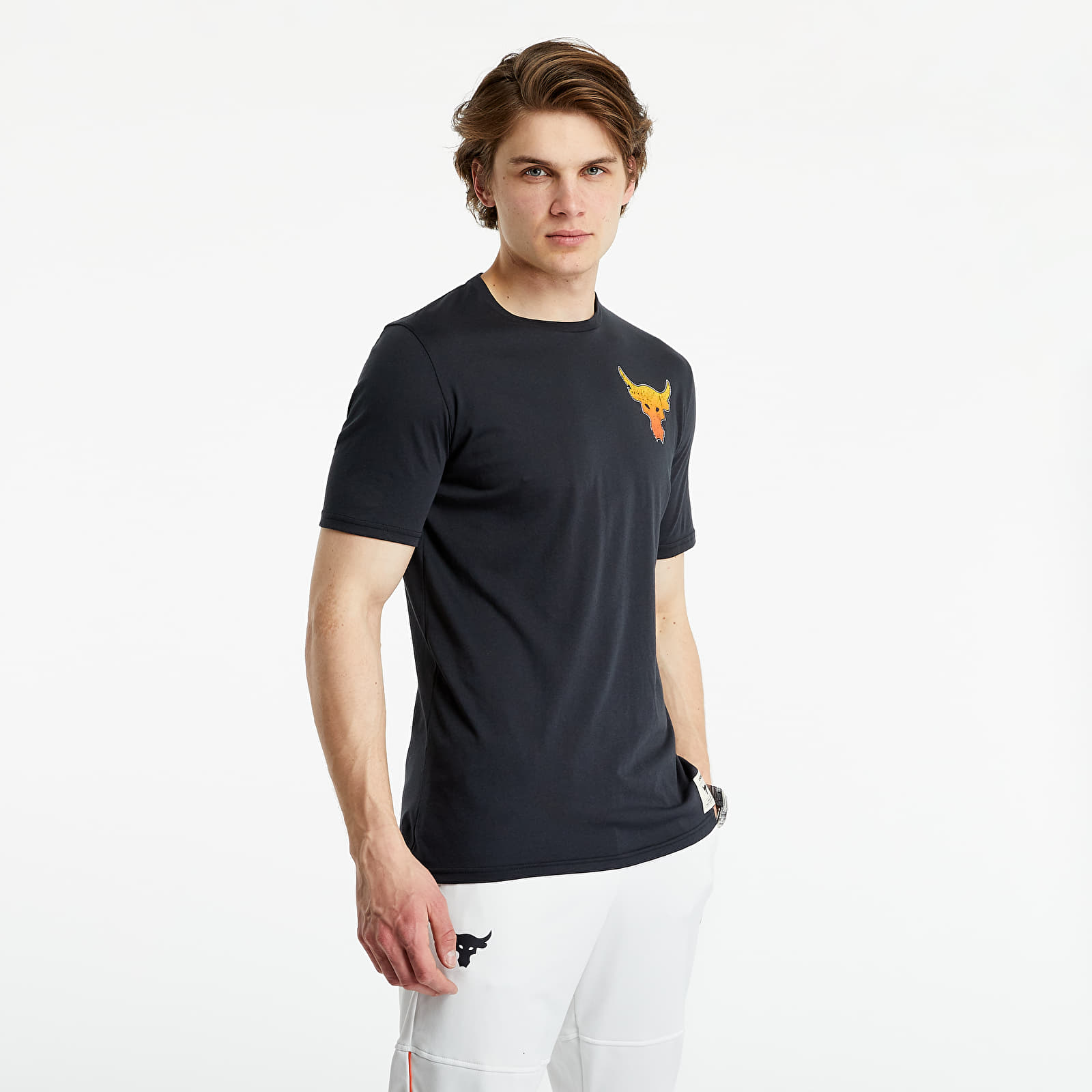Magliette Under Armour Project Rock Iron Tour Shortsleeve Tee Black/ Rogue Orange