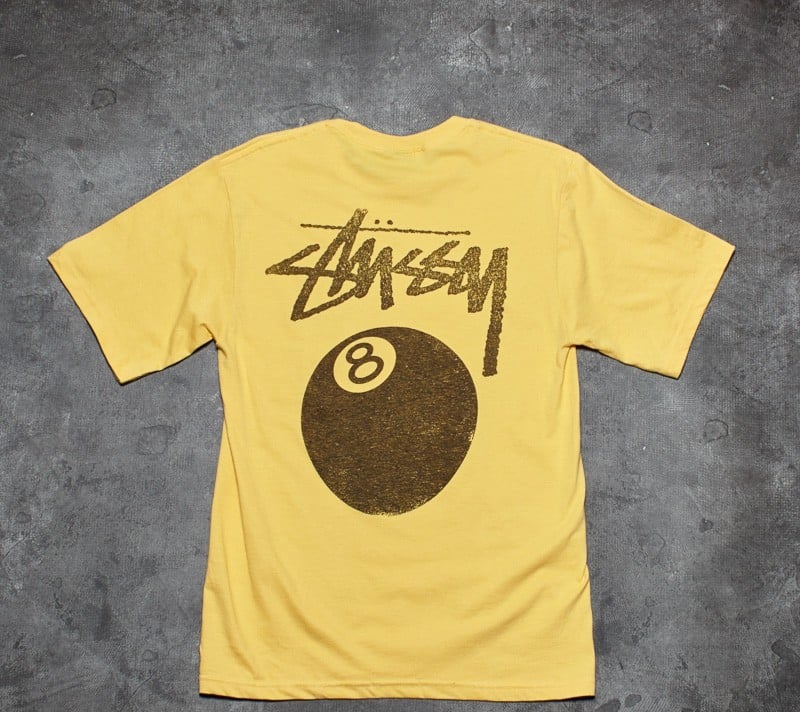 stussy 8 ball tee yellow