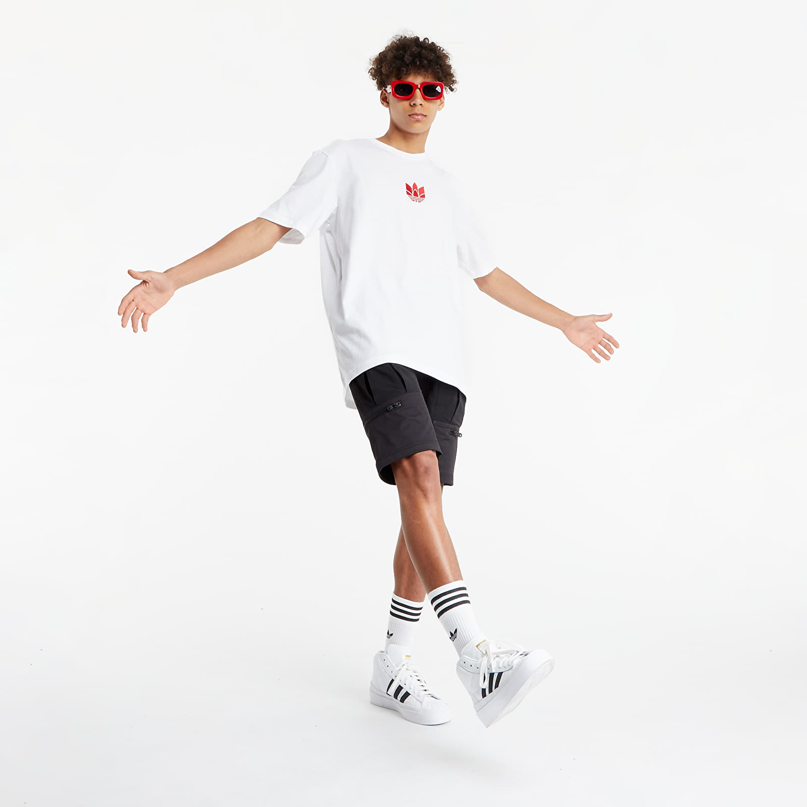 Majice T-shirt adidas Originals LOUNGEWEAR Adicolor 3D Trefoil Tee White/ Scarlet
