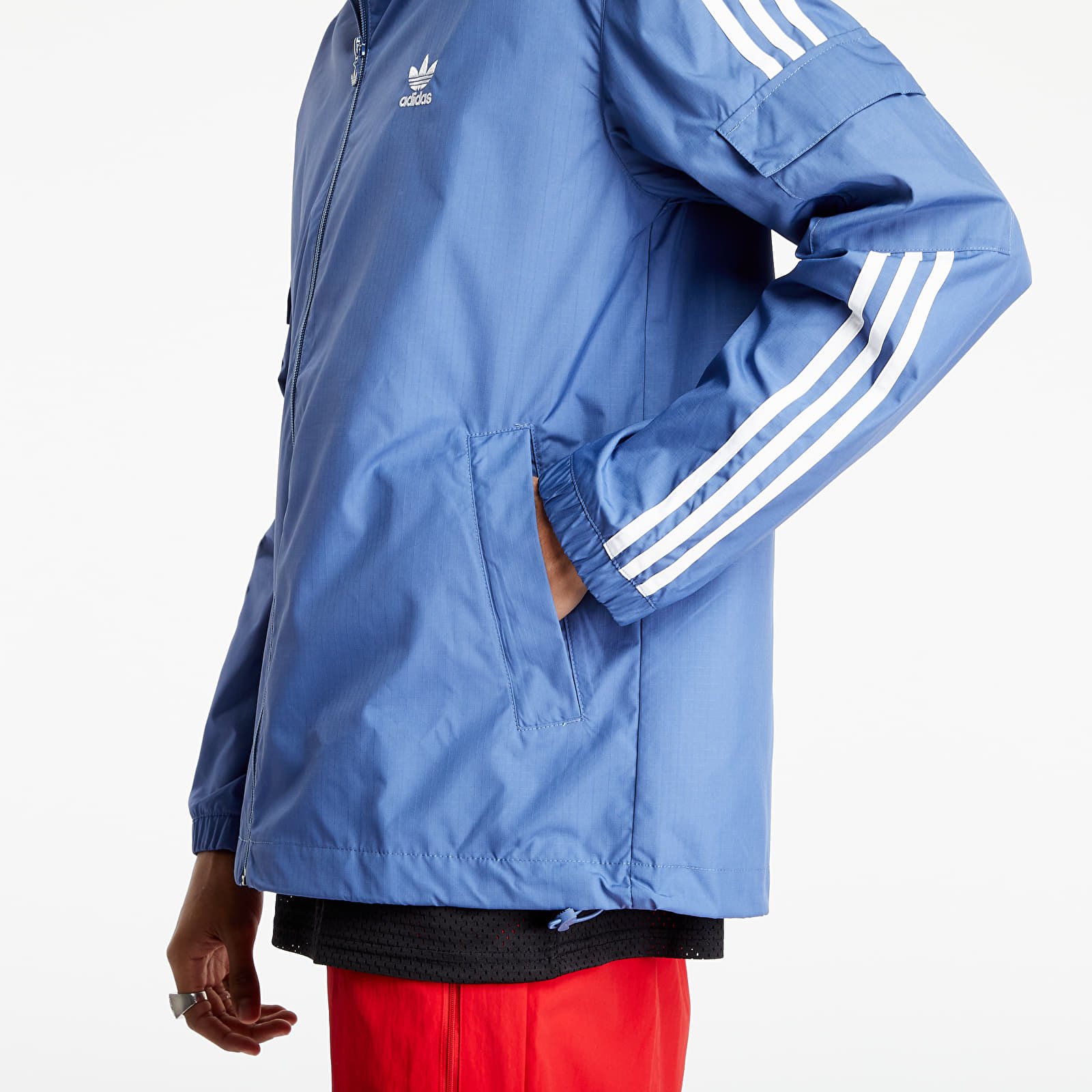 Blue adidas windbreaker hotsell
