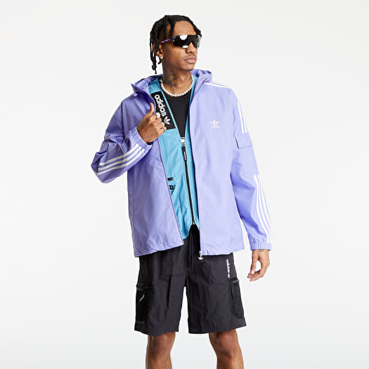 Purple adidas 2025 jacket white stripes