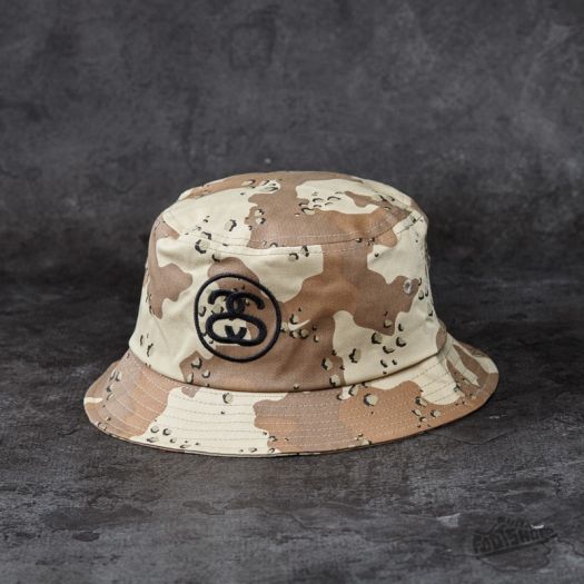 Stussy camo bucket hat top