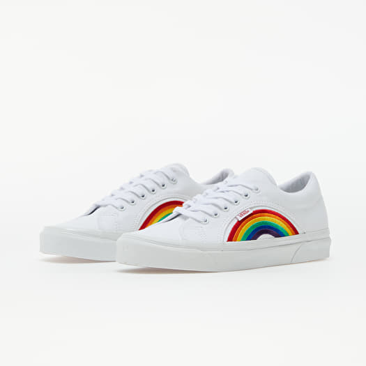 White vans clearance with rainbow stripe
