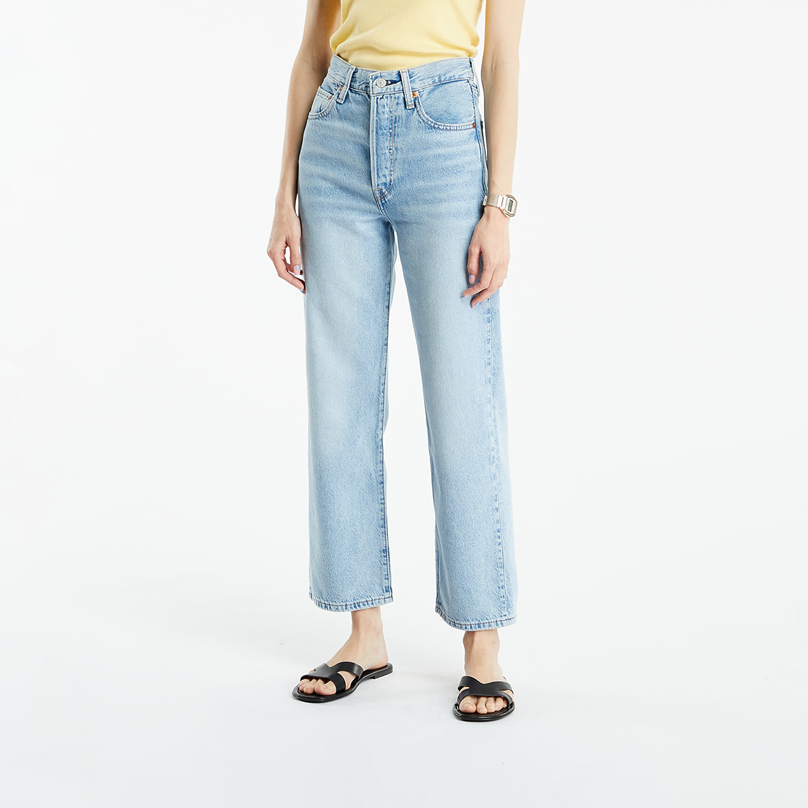 Pantaloni și blugi Levi's® Ribcage Straight Ankle Jeans Blue