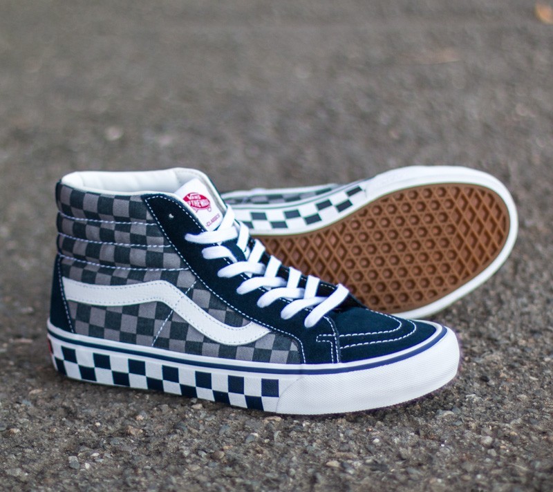 Men s shoes Vans Sk8 Hi Pro 50th 83 Checker Blue Grey Footshop
