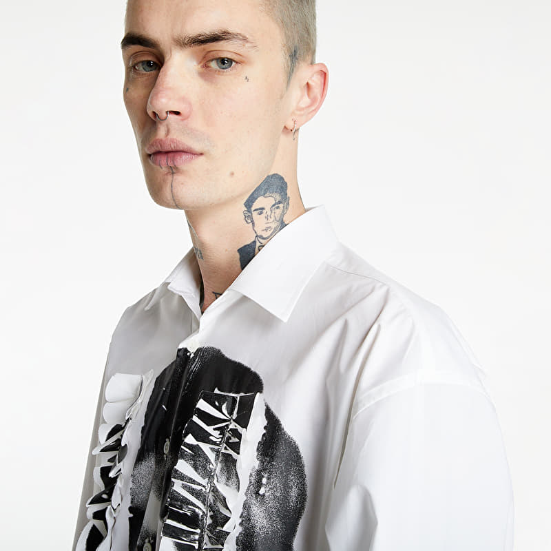 Shirts RAF SIMONS Big Shirt With Ruffles And Print On Top White