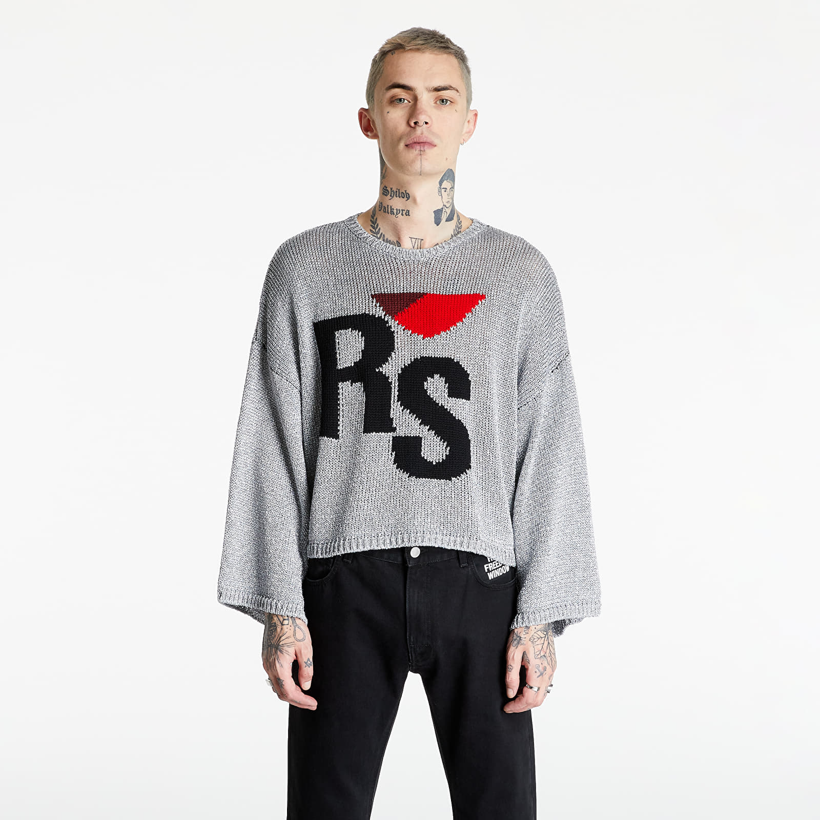 Sweaters RAF SIMONS Short Oversized RS Sweater Silver