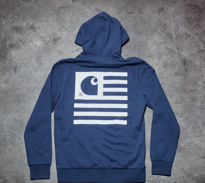 Carhartt WIP Hooded State Flag Sweat Blue White