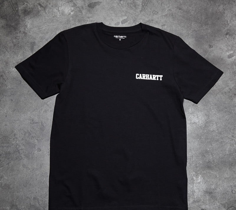 Majice  Carhartt WIP Short Sleeve College Script Logo Tee Black/ White