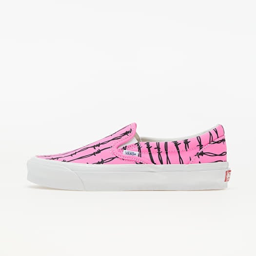 Pink flame store slip on vans