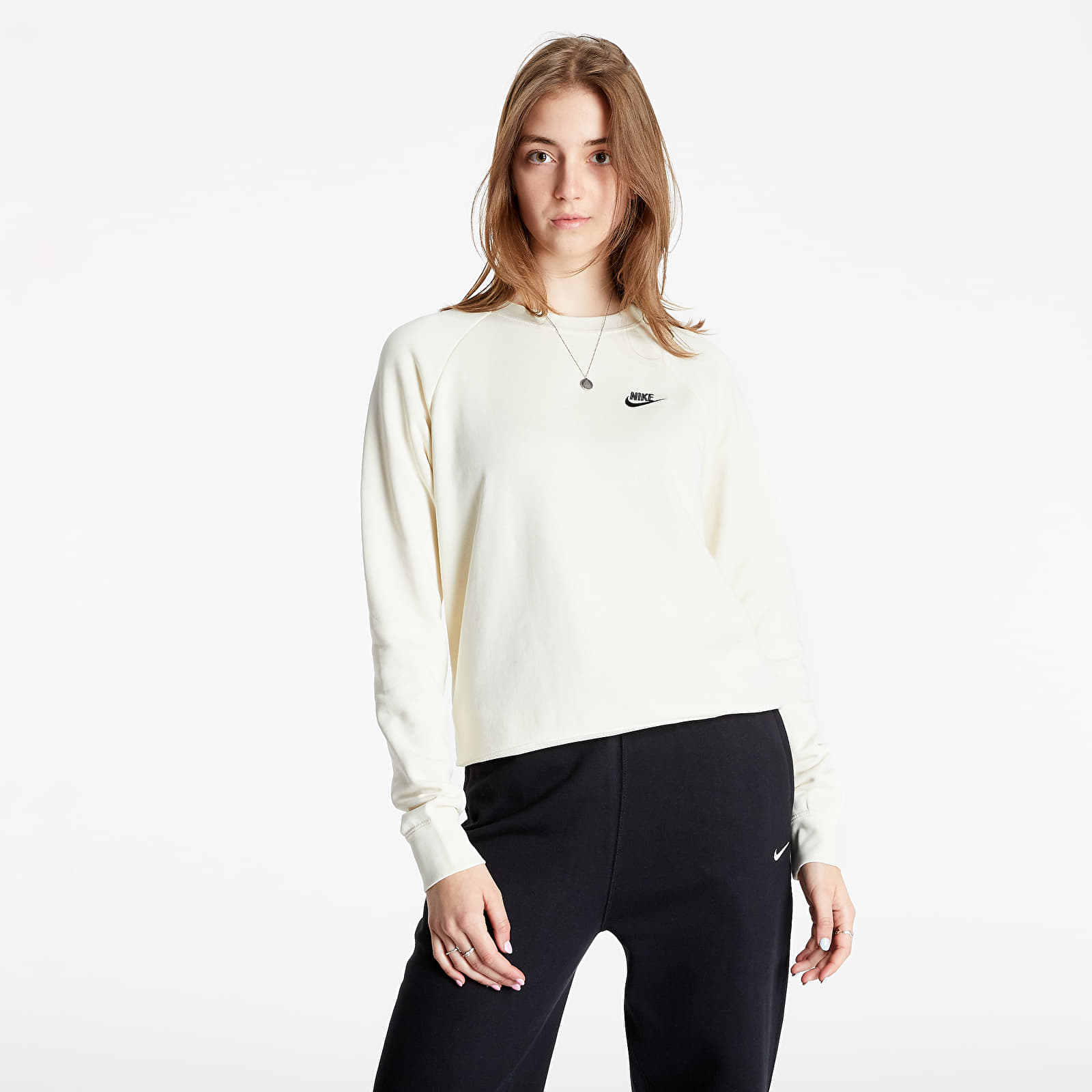 Hanorace Nike Sportswear Essential Women's Fleece Crew Coconut Milk/ Black