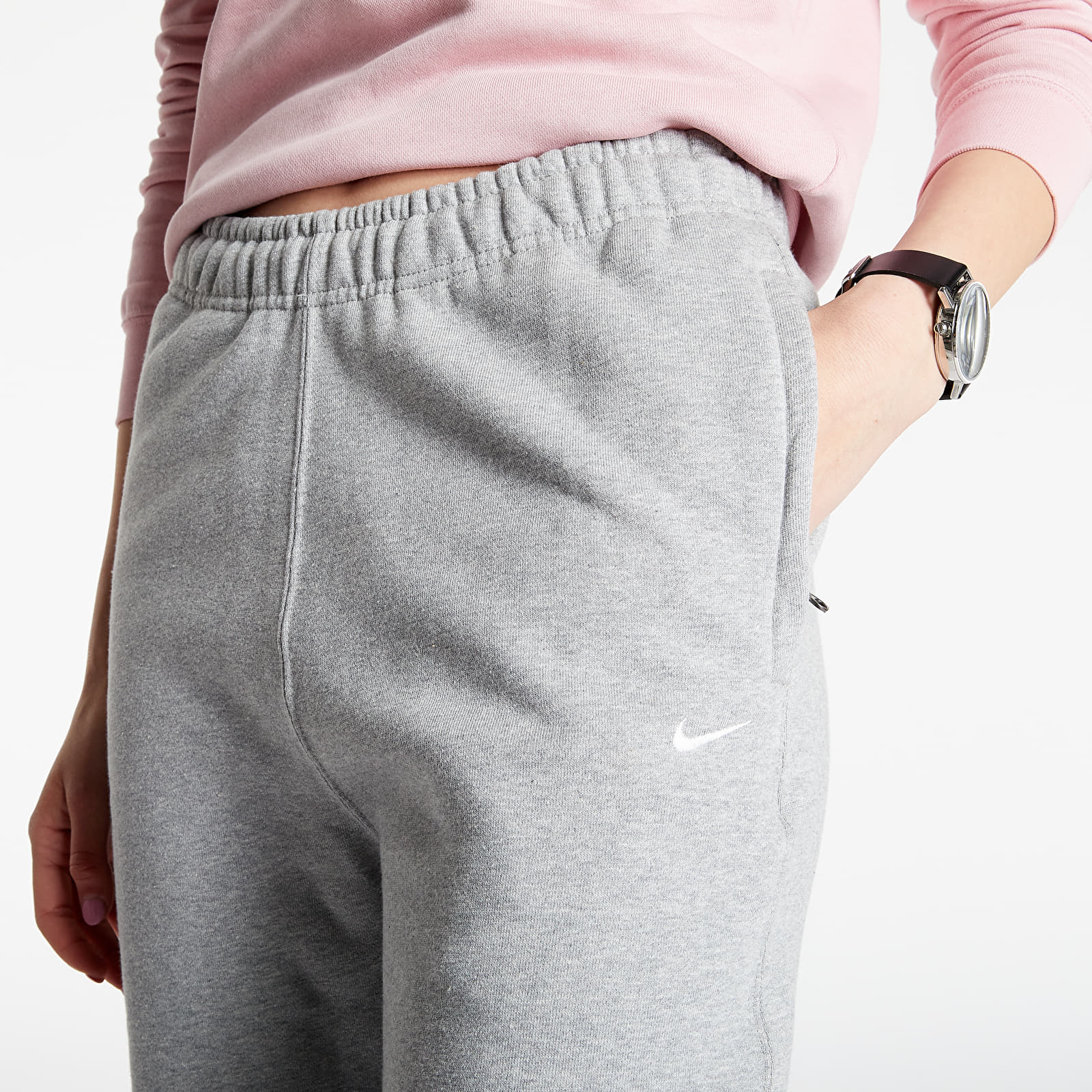 Džíny a kalhoty NikeLab Women's Fleece Pants Dk Grey Heather/ White
