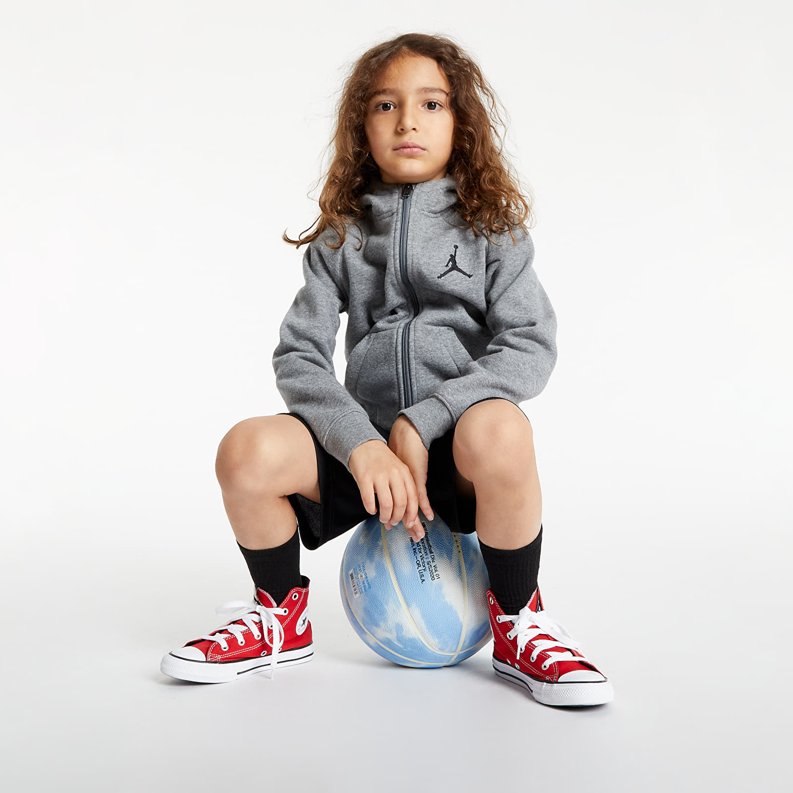 Bluzy dziecięce Air Jordan Jumpman Fleece FZ Hoodie (2-7Y) Carbon Heather